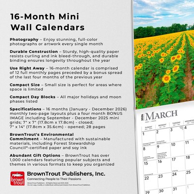 2026 BrownTrout Sunflowers 7" x 7" Monthly Wall Calendar (9798330705689)