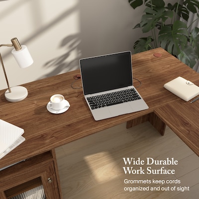 Bush Furniture Cabot 60"W L Shaped Computer Desk, Modern Walnut (WC31030-03K)