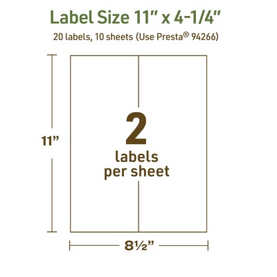 Avery Dissolvable Rectangle Multipurpose Labels, 11" x 4.25", Off-white, 20/Pack (94266)