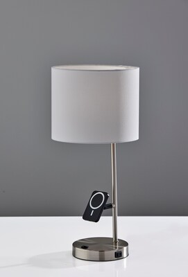 Adesso Wyatt Supercharger Incandescent Desk Lamp, 22"H, Brushed Steel/White (2610-22)