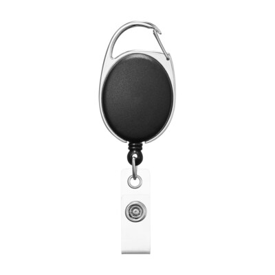 Staples Clip On Badge Reel,  30 Retractable Cord Length, Metal, Black (51910)