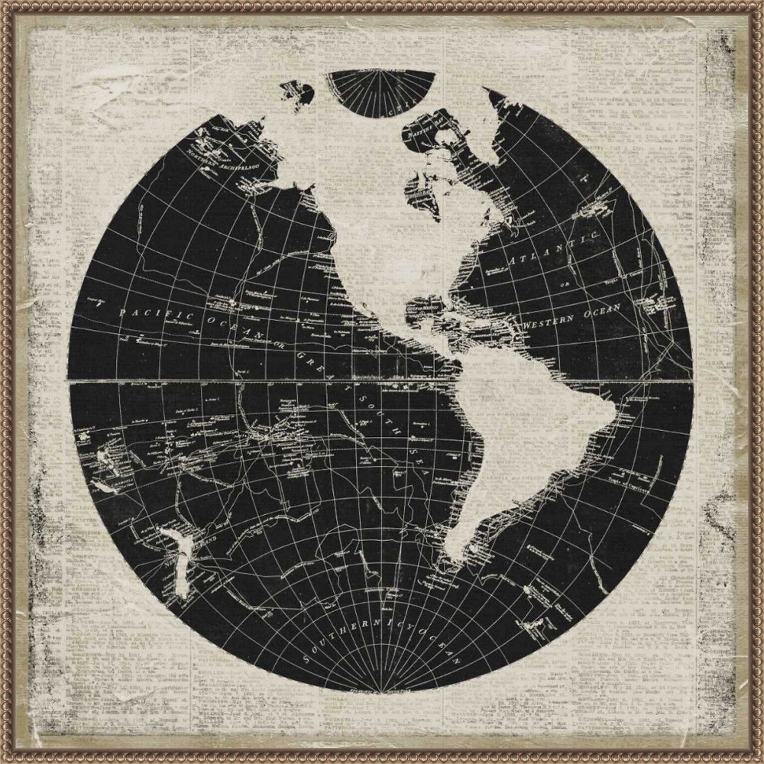 Amanti Art World News Map I by Elizabeth Medley Framed Canvas Wall Art Print, 30 x 30 (A42678299863)