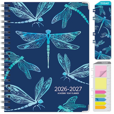 2026-2027 Excello Brands 8.5 x 11 Academic Weekly & Monthly Planner, Paperboard Cover, Dragonflies (FSHN-AY26-8511-59)