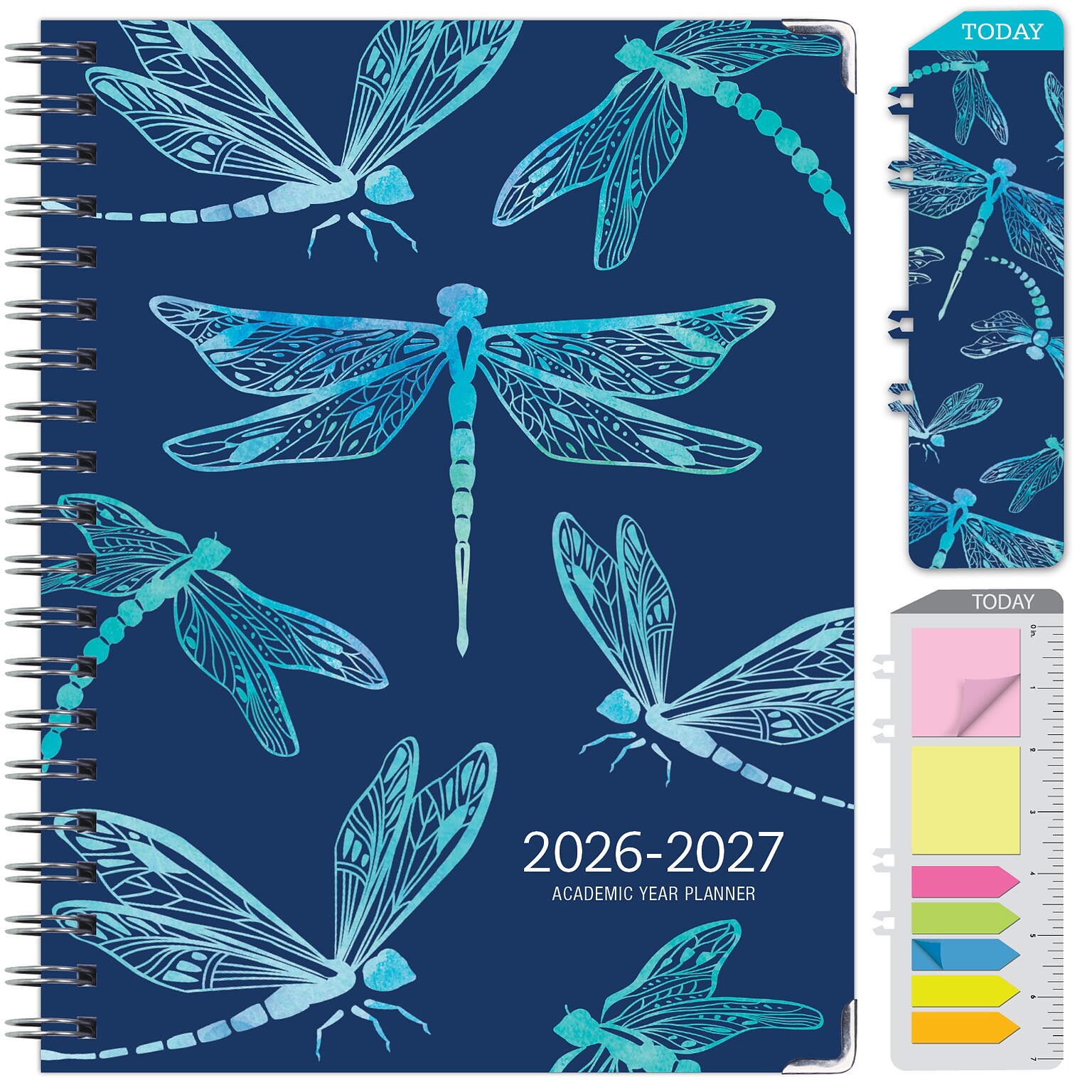 2026-2027 Excello Brands 8.5 x 11 Academic Weekly & Monthly Planner, Paperboard Cover, Dragonflies (FSHN-AY26-8511-59)