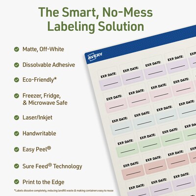 Avery Dissolvable Square Multipurpose Labels, 0.75 x 0.75, Off-white, 2000/Pack (94102)