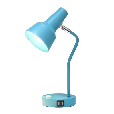 Simple Designs Sleek Essentials LED Desk Lamp, 15.2, with USB Ports, Cyan Blue (LD1072-CYN)