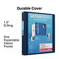 Staples® Better 1-1/2 3 Ring View Binder with D-Rings, Navy Blue (24060)