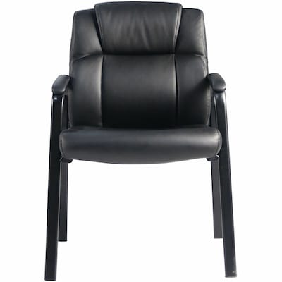 Lorell Cushioned Low-Back Polyurethane Guest Chair with Vinyl Upholstery, Black (LLR59436)