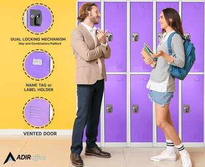 AdirOffice 72'' 2-Tier Purple Storage Locker, 2/Pack (629-202-PUR-2PK)