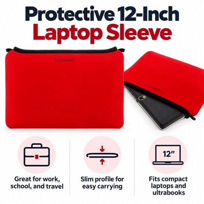 Vangoddy 12" Laptop Sleeve, Red (NBKLEA863)