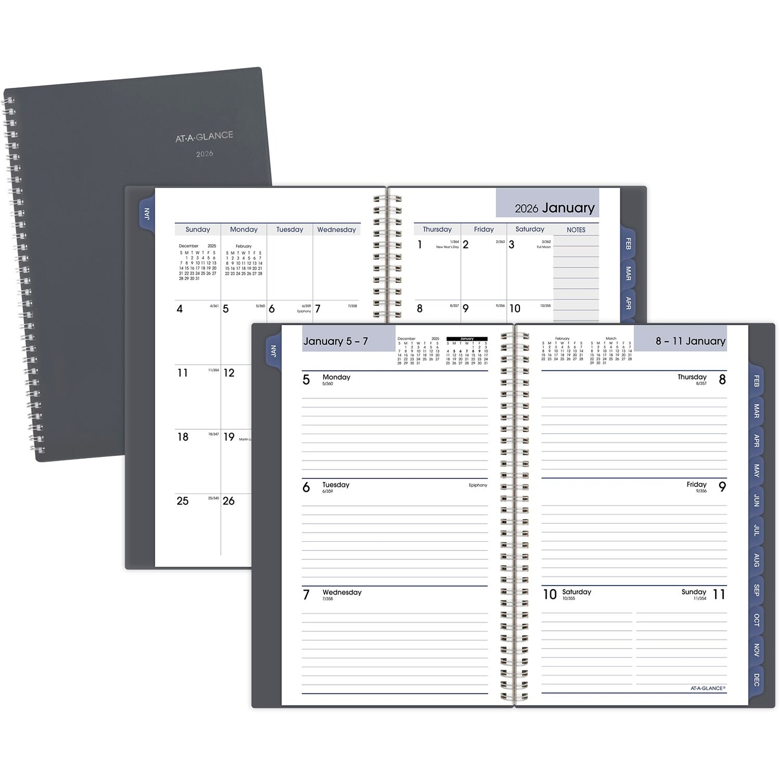 2026 AT-A-GLANCE DayMinder 5 x 8 Weekly & Monthly Planner, Plastic Cover, Gray (GC200-07-26)