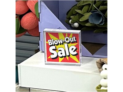 Azar Sign Holder, 3" x 3", Desktop/Wall, Clear Acrylic, 2/Pack (104553-2PK)