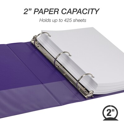 Samsill Fashion 2" 3-Ring View Binders, Purple, 2/Pack (SAMU86608)