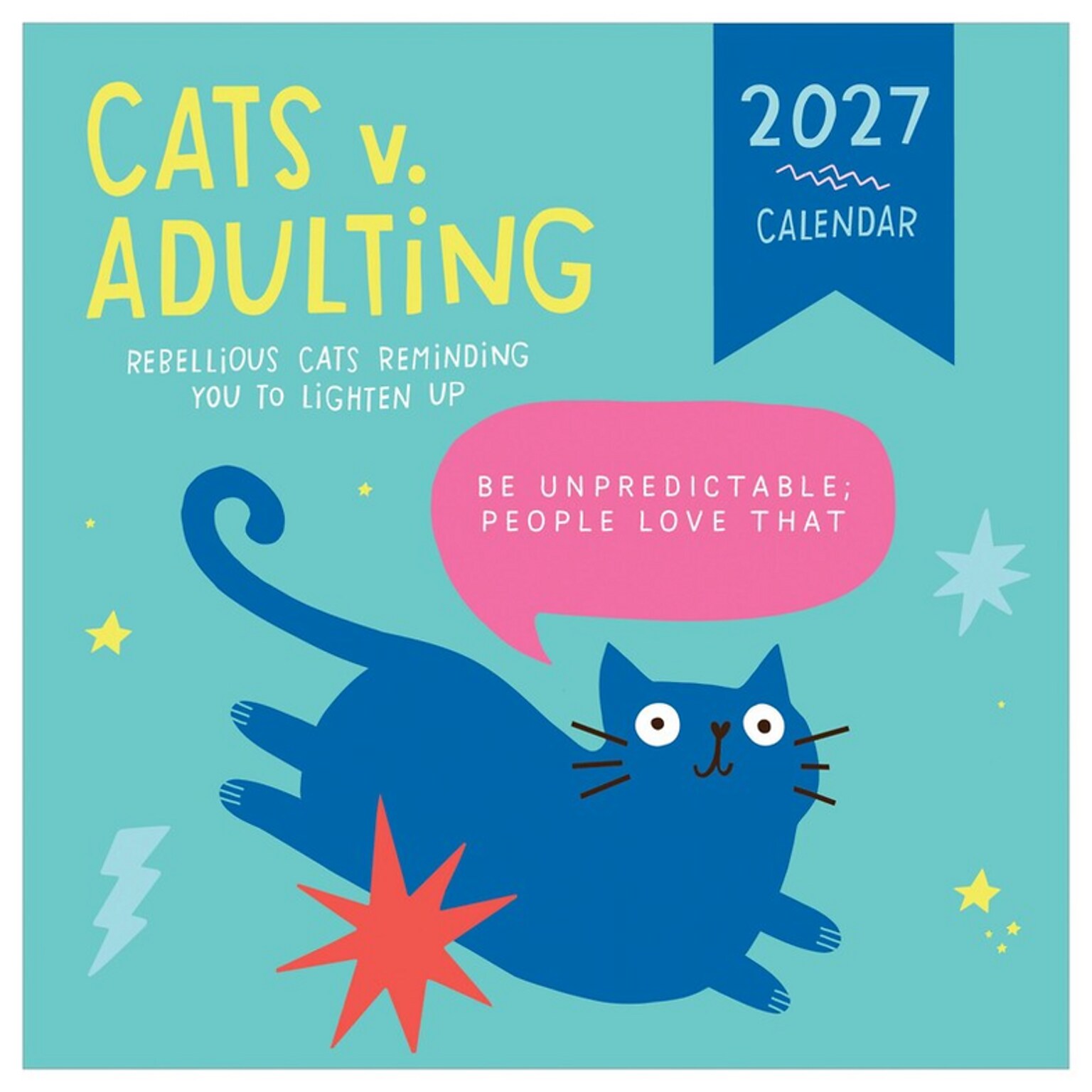 2027 TF Publishing Cats vs Adulting 7 x 7 Monthly Wall Calendar, Multicolored (27-2105)