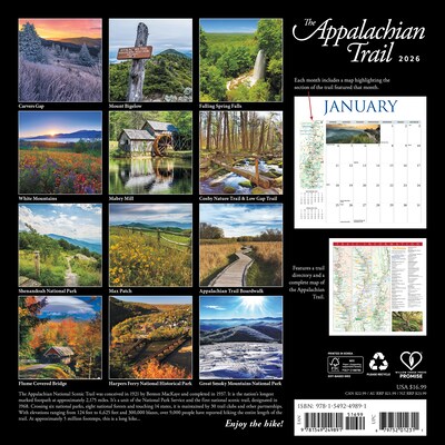 2026 Willow Creek Appalachian Trail 12 x 12 Monthly Wall Calendar (49891)