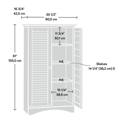 Sauder Harbor View 61"H Storage Cabinet with 5 Shelves, Salt Oak (416825)