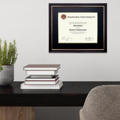 Excello Global Products 11" x 14" Composite Wood Photo/Document Frame, Black/Gold/Red (EGP-HD-0383)