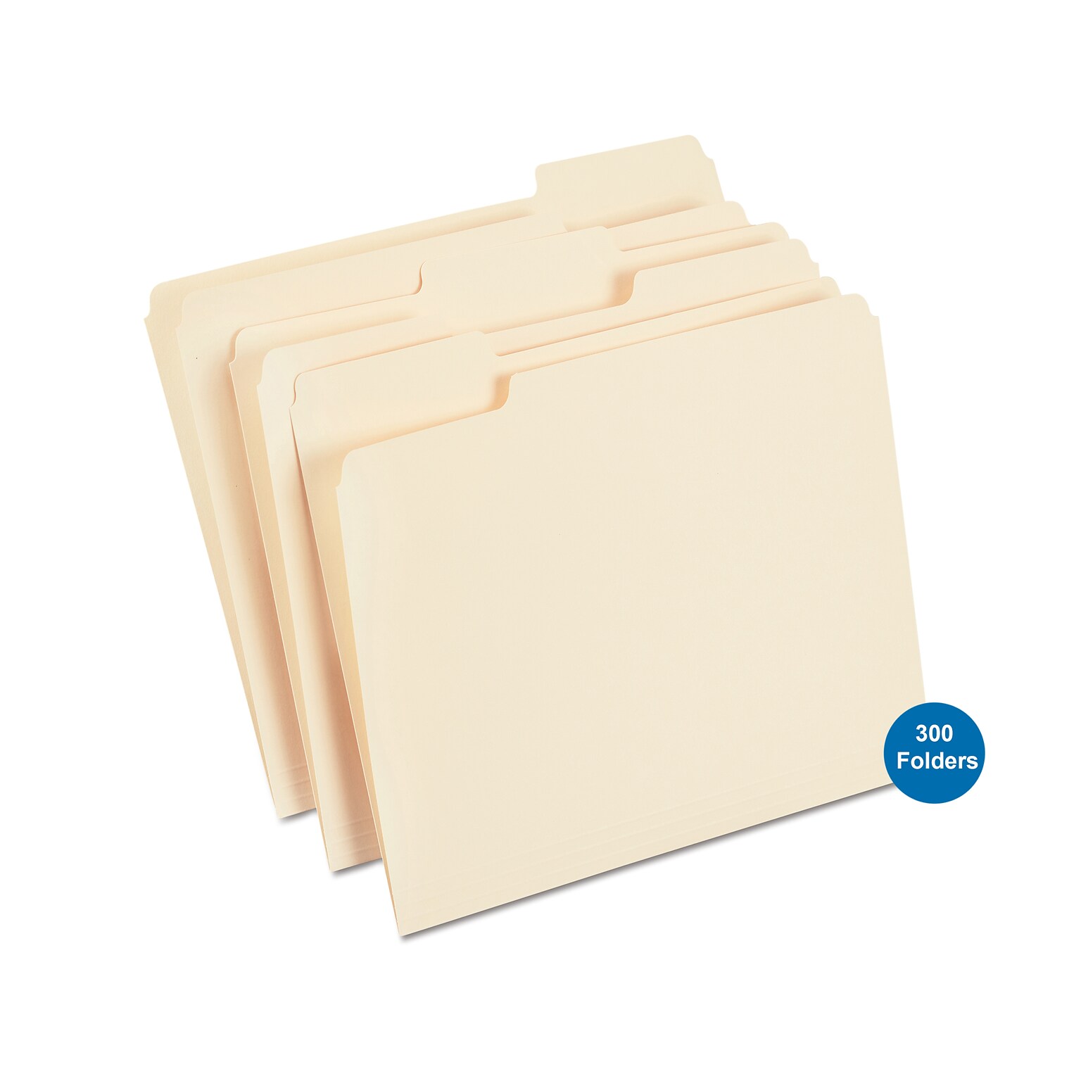 Quill Brand® File Folders, 1/3-Cut Assorted, Letter Size, Manila, 100/Box, 3 Boxes