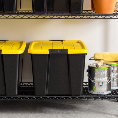 Iris 60 Quart Storage Container with Lid, Plastic, Yellow, 6/Pack (500277)