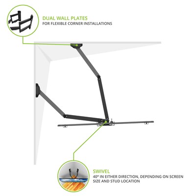 Kanto Full Motion Corner TV Mount for 37" - 70" TVs, Black (PDC650)