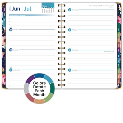 2026-2027 Excello Brands 8" x 5.5" Academic Weekly & Monthly Planner, Paperboard Cover, Small Navy Floral (FSHN-AY26-58-84)