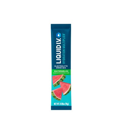 LIQUID I.V. Hydration Multiplier Watermelon Electrolyte Powder Drink Mix, 0.56 oz., 15 Sticks/Box (E