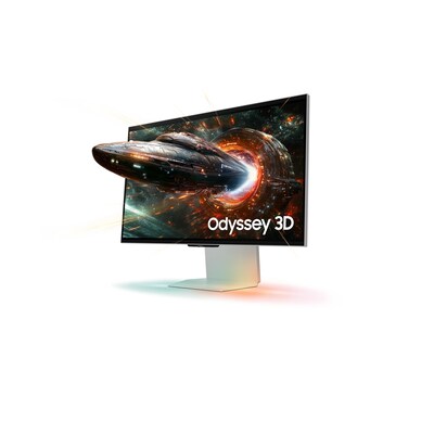 Samsung Odyssey 3D 27 4K IPS 165Hz G-Sync Gaming Monitor, HDR10+, Built-In Speaker, Height Adjustable, Silver (LS27FG900XNXZA)