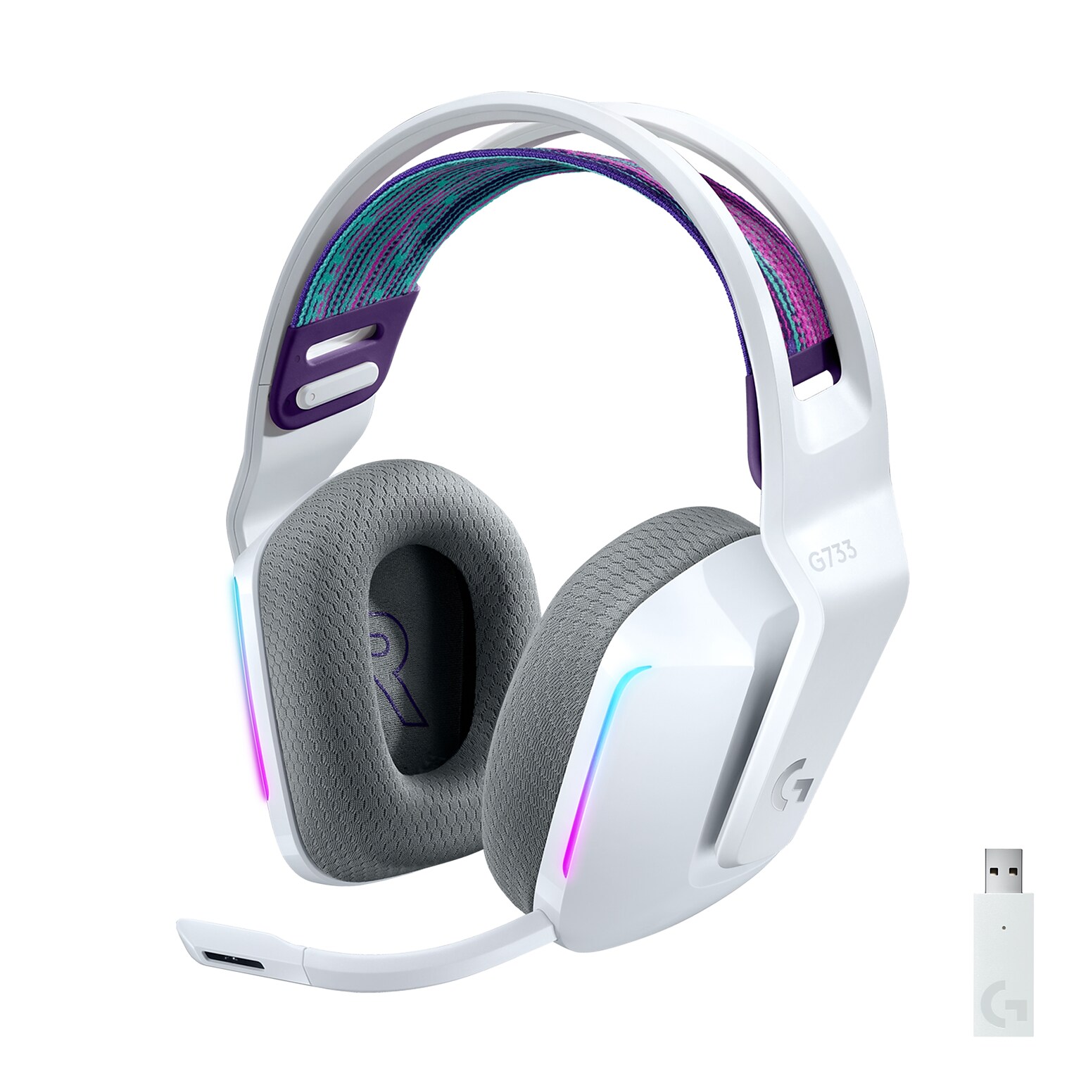 Logitech G Series G733 Wireless Over-the-Ear Gaming Headset, White (981-000882)