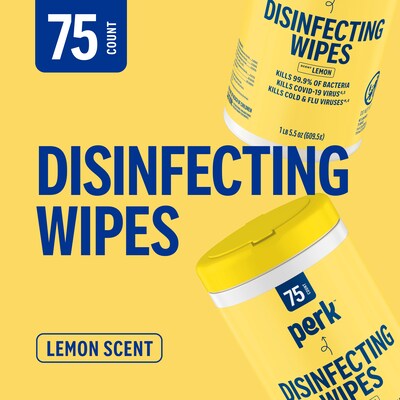 Perk™ Disinfecting Wipes, Lemon Scent, 75 Wipes/Pack (PK56665)