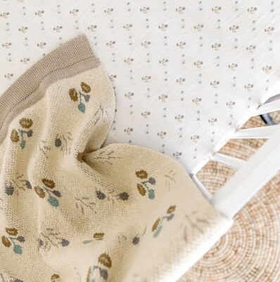 Crane Baby Avery Organic Cotton Knitted Baby Blanket, Poppy (BC-150BL-1)