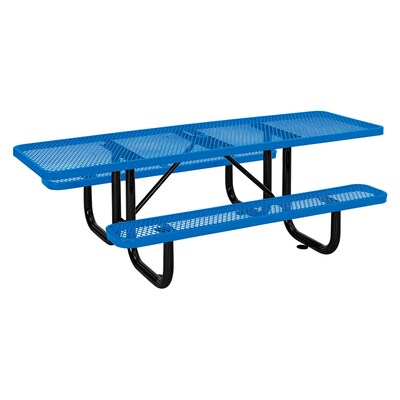 Global Industrial 8' ADA Outdoor Steel Picnic Table, Expanded Metal, Blue (695289BL)