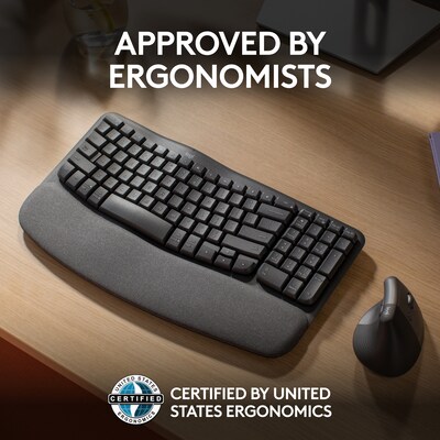 Logitech Ergo Series Wave Keys Wireless Ergonomic Keyboard, Graphite (920-011898)