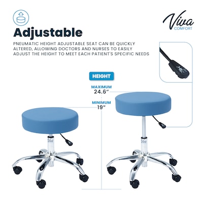 Viva Comfort Armless Vinyl Medical and Lab Stool, Blue (ADI910-01-BLU-MK)