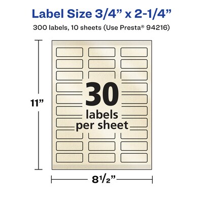 Avery Pearlized Ivory Rectangle Multipurpose Labels, .75" x 2.25", Ivory, 300/Pack (94216)