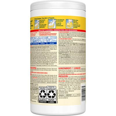 CloroxPro Disinfecting Wipes, Lemon Fresh, 75 Wipes/Container, 6/Carton (CLO15948)