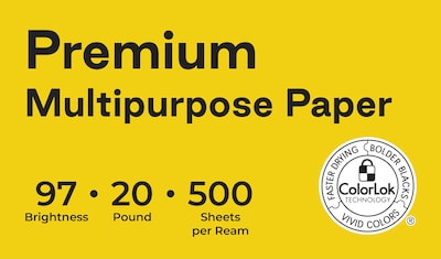 Quill Brand® 8.5" x 11" Premium Multipurpose Paper, 20 lbs., 97 Brightness, 500 Sheets/Ream, 10 Reams/Carton (X81120CT)