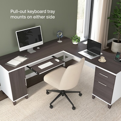 Bush Home Somerset 72" W L Shaped Office Desk with Storage, Storm Gray (WC81010K)