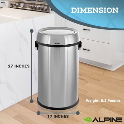 Alpine Industries Commercial Indoor Single-Stream Indoor Recycling Station, 17 Gallon, Stainless Steel (ALP470-65L-1-R)