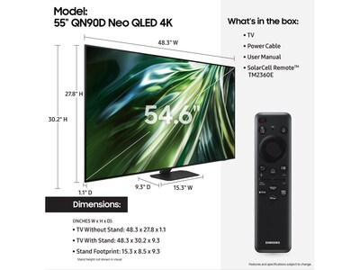 Samsung Series QN90D 55" Neo QLED 4K TV (QN55QN90DAFXZA)