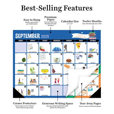 2025-2026 TF Publishing Every Day's A Holiday 22" x 17" Academic Monthly Desk Pad Calendar, Multicolored (AY26-8200)