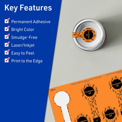 Avery Decorative Edge Multipurpose Labels, 1.5 x 4, Bright Orange, 640/Box (94116)