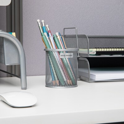 Mind Reader Metal Pen and Accessory Holder Desk Organizer, Silver, 3-Pieces (CLIPMESH3-SIL)