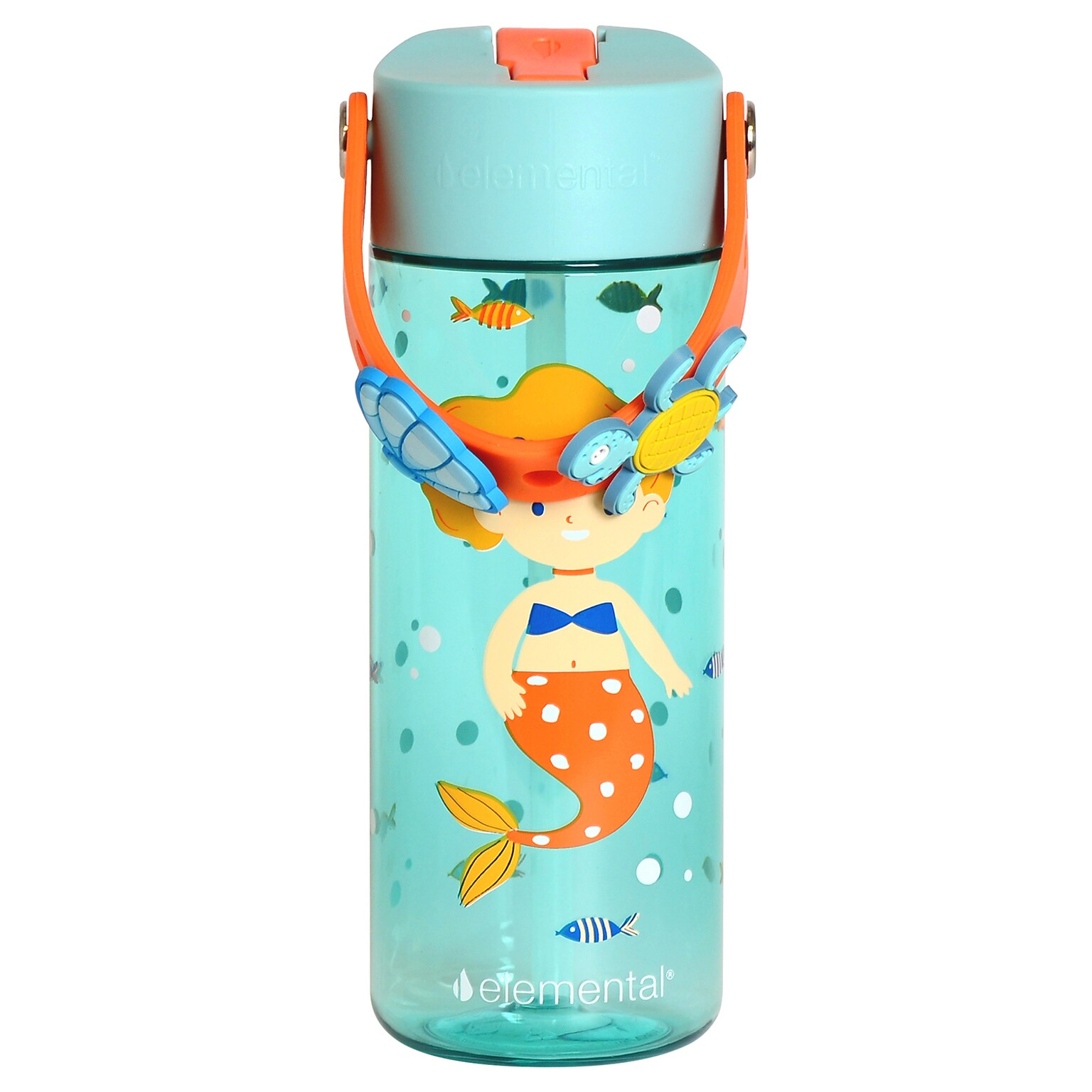 Elemental Splash Charm Plastic Water Bottle, 18 oz., Sunny Mermaid (EMLETR18SMM62C)