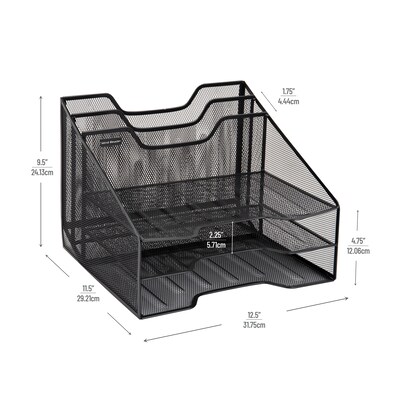 Mind Reader Metal Desk Organizer Letter Tray, Black, 2/Pack (2MESHBOX5-BLK)