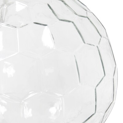Lalia Home 17.75" Contemporary Engraved Honeycomb Glass Table Desk Lamp with White Fabric Shade, Clear (LHT-3003-CL)