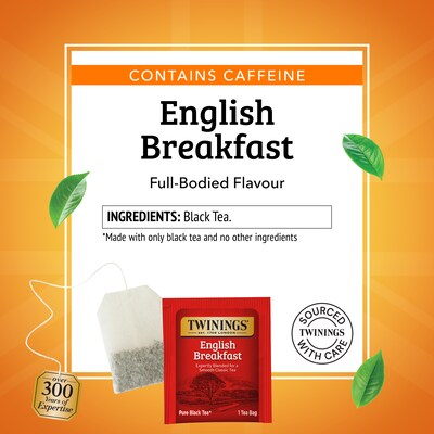 Twinings English Breakfast Black Tea Bags, 3.53 oz, 50/Box (TNA78221)