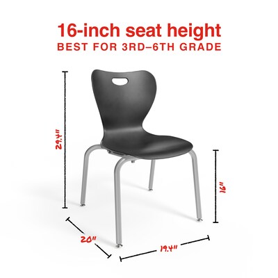 Staples Polypropylene 16" Student Chair, Black, 4/Box (ST63541)