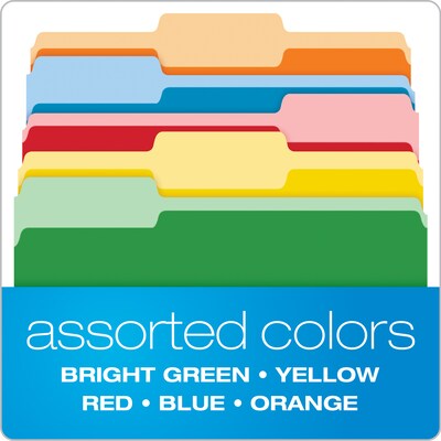 Pendaflex Recycled File Folder, 1/3-Cut Tab, Assorted, Letter Size, Assorted Colors, 100/Box (4210 1/3 ASST)