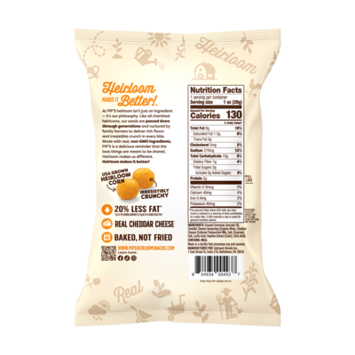Pips Heirloom Snacks Gluten Free Real Cheddar Cheese Balls, 1 oz., 24 Bags/Carton (CBC1C24)