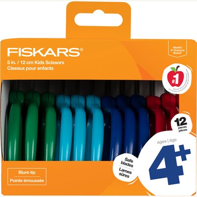 Fiskars 5 Stainless Steel Kids Scissors, Blunt Tip, Assorted Colors (1067001)